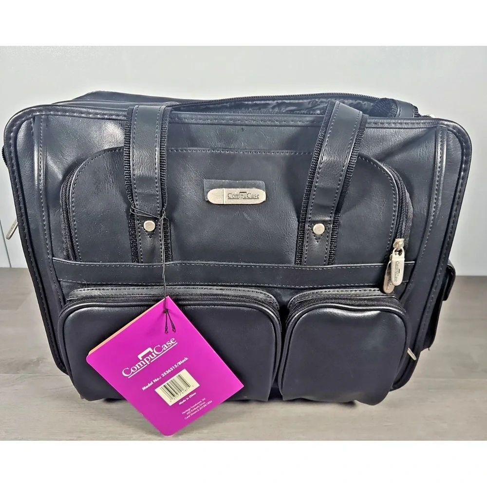 Compucase Briefcase Vintage Laptop Bag Black Expandable NWT